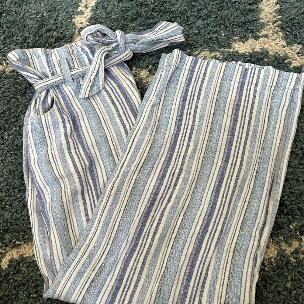 GAP Blue and White Striped Wide Leg Pants